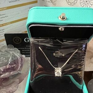 Elegant Sterling Silver Necklace with 1 ct Moissanite Pendant with GRA